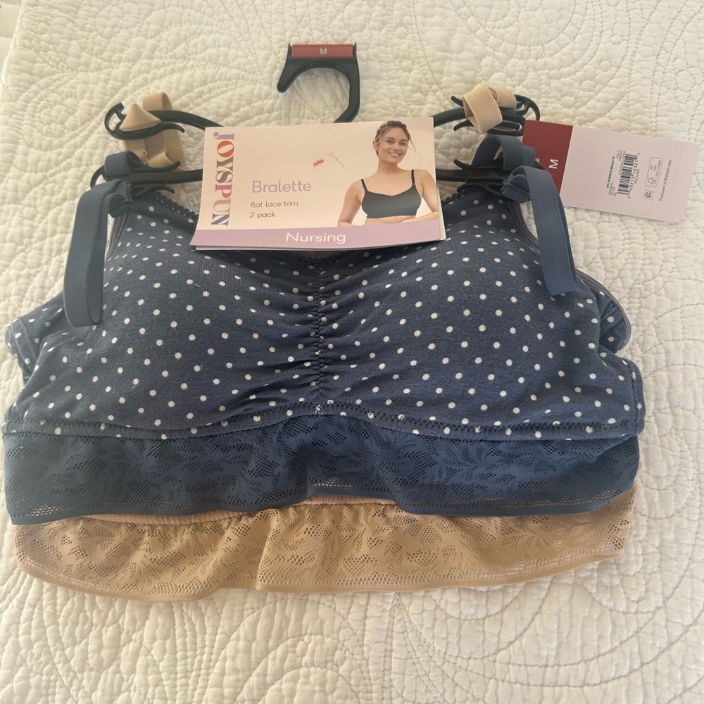 Women's Nursing Bralette 2-Pack - Navy and Tan